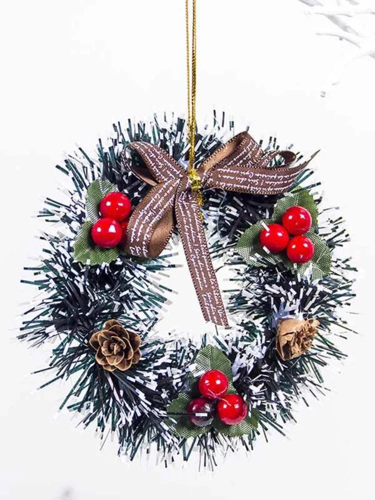 Christmas Mini Wreath Xmas Tree Pendant Decoration-elleschic
