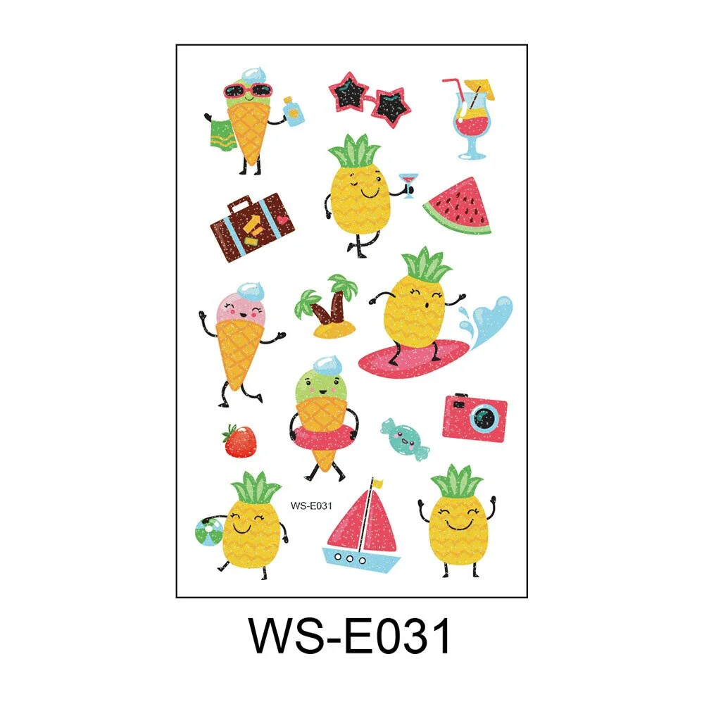 vegetable Fruit Cartoon Tattoo Stickers Fake Tattoos Paste on Face Arm Leg for Cute Kids Body Art Sticker