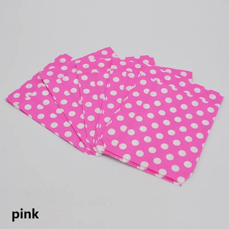 25pcs/lot 13*18cm Dot Paper Bag Candy Cookies Cupcake Bags Kids Birthday Party Foods Packaging Supplies Wedding Decoration