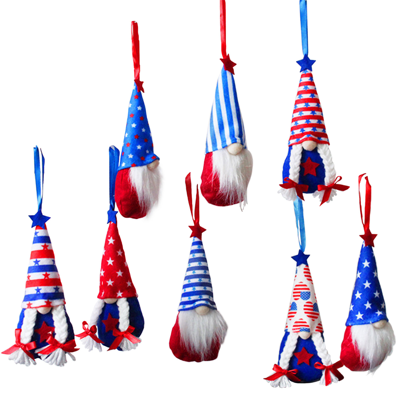 

8pcs Gnome Hanging Ornaments Faceless Plush Dolls Independence Day Decor, 501 Original