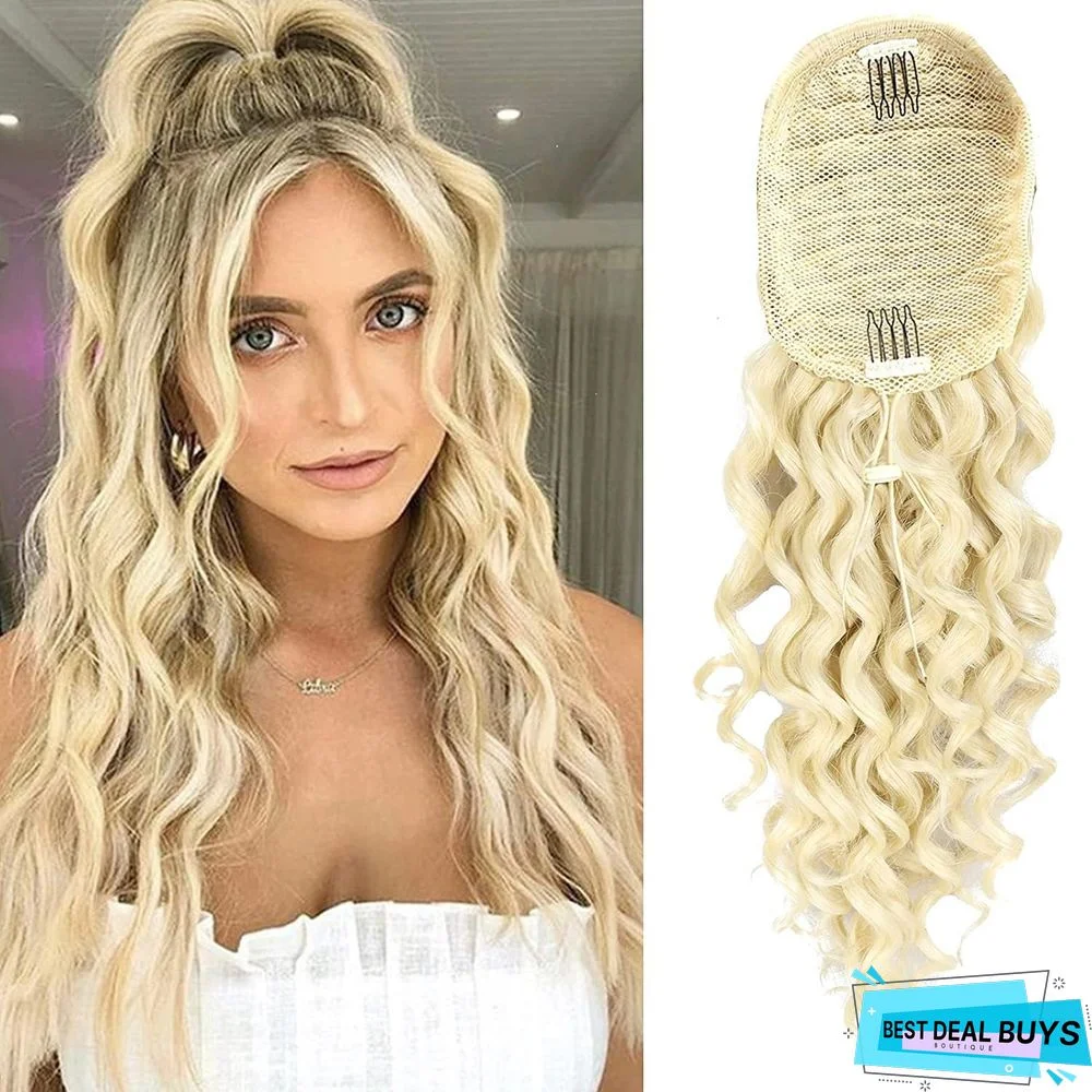 Long Curly Wig Female Drawstring Ponytail Connector