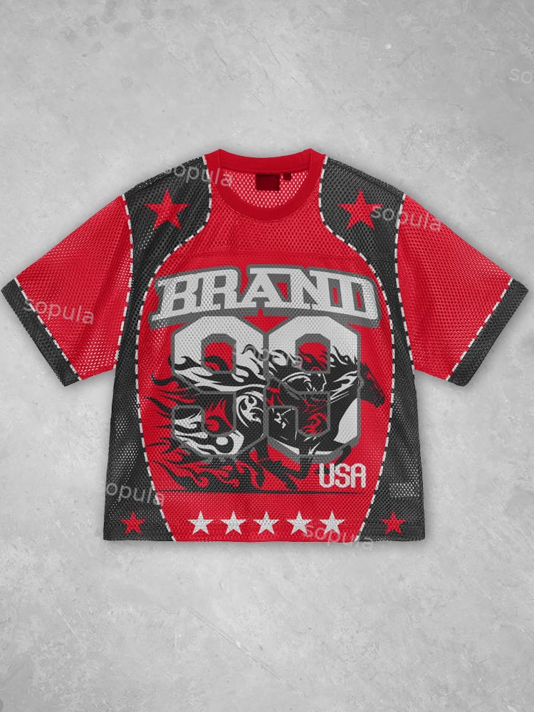 Vintage Horse Racing Pattern No. 99 Mesh Jersey - SOPULA