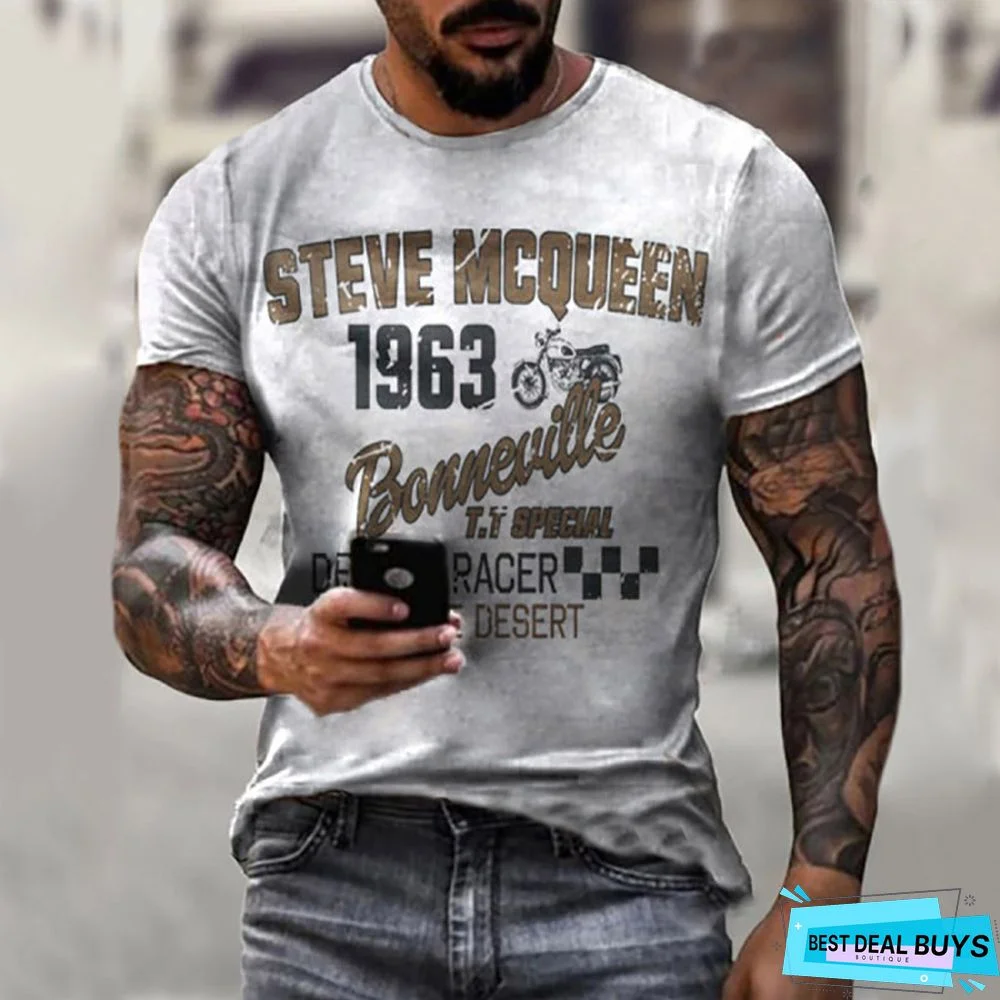Men's Trim Lettered Men's Fashion Printed T-Shirt