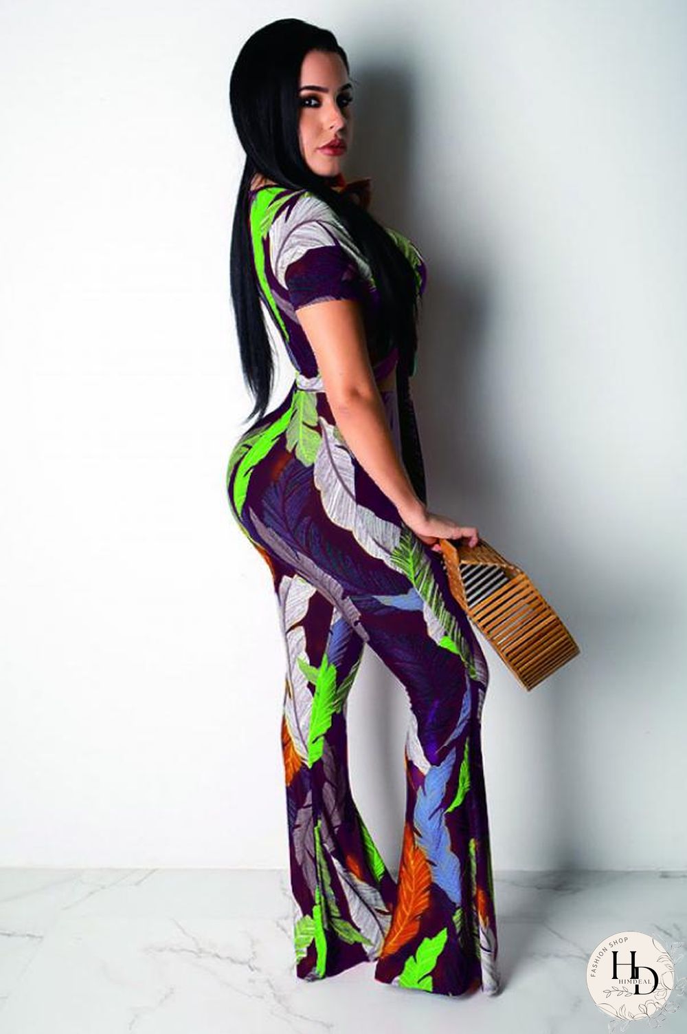 Yellow Polyester Fashion Sexy Patchwork Print Boot Cut Short Sleeve Two-piece Pants Set