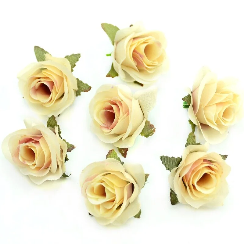 10pcs/lot 3.5cm Silk Artificial Rose Flower Head Scrapbooking Ball For Wedding Decoration Scrapbooking Wreath Home Accessories