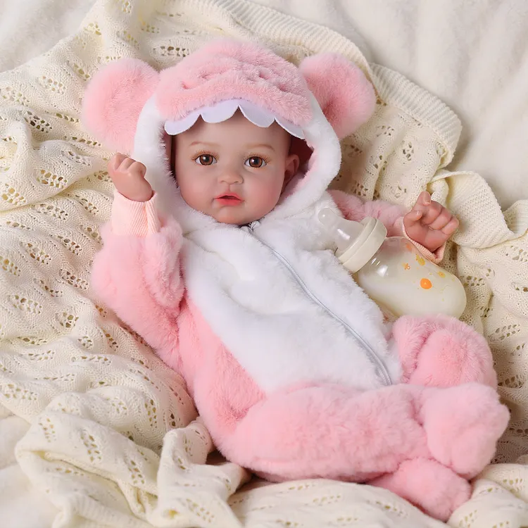 Babeside Lia 20" Lifelike Vinyl Reborn Baby Girl Doll &ndash; Pink Plush Bear Outfit Gift