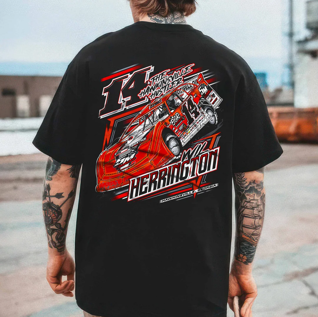 THE HAWKINSVILLE HUSTLER Race Car Print Men's T-shirt