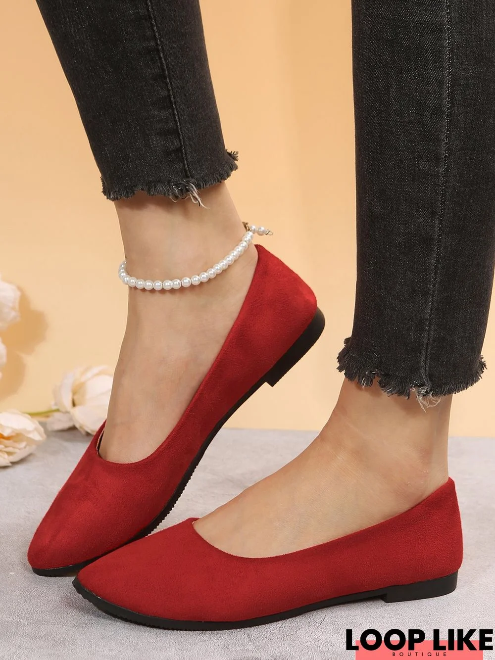 Simple Style Plain Color Faux Suede Flat Shallow Shoes