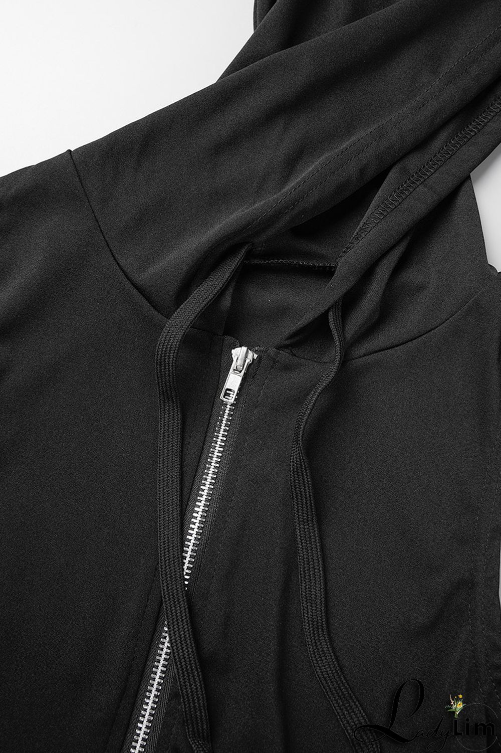 Black Casual Solid Basic Hooded Collar Sleeveless Two Pieces
