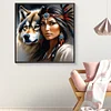 (40*40cm)Indian Beauty Wolf - Full Round Drill Diamond Painting