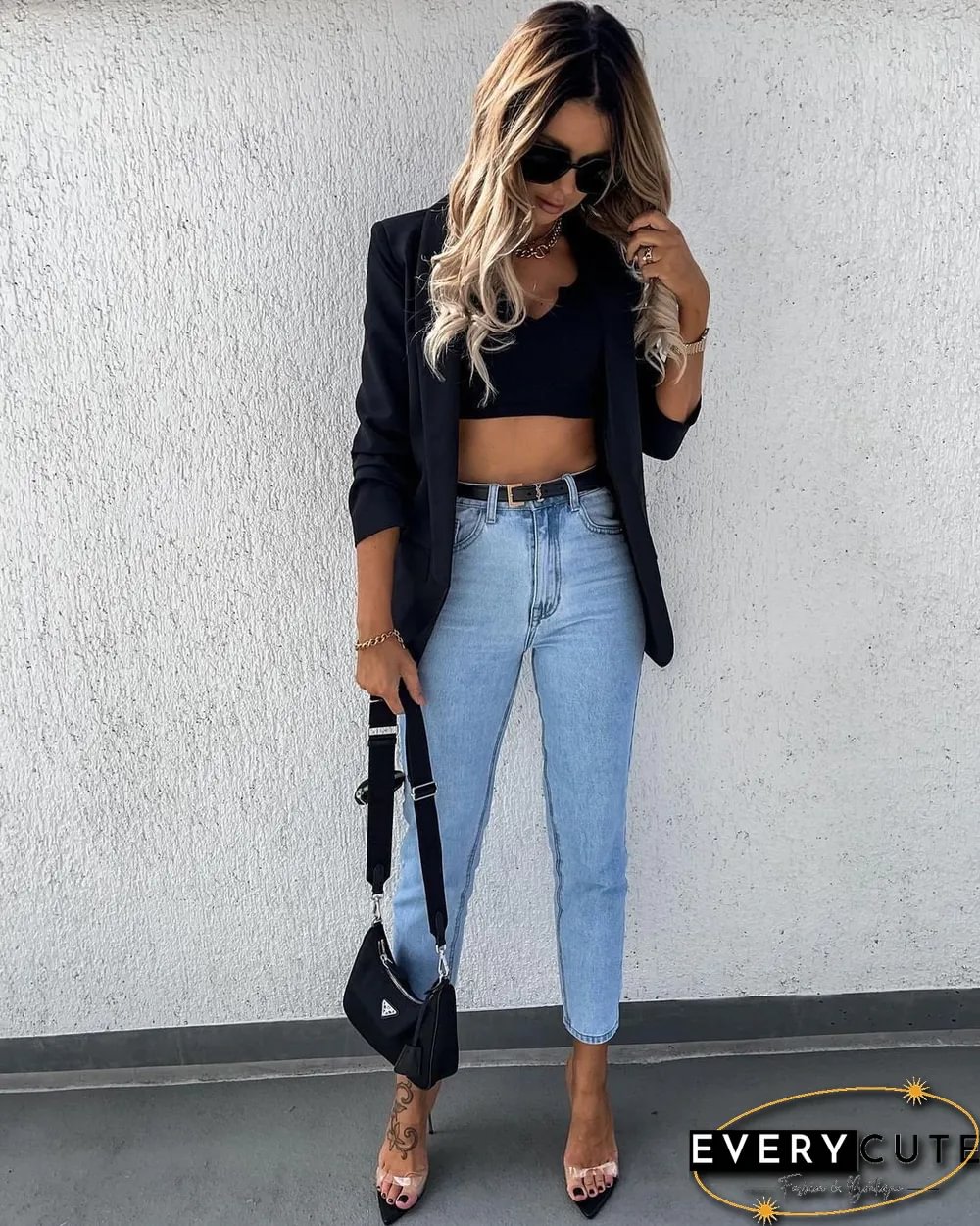 Long Sleeve Shawl Collar Flap Detail Blazer