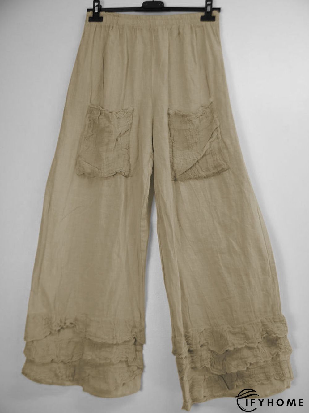 Casual Ruffled Pockets Cotton-Blend Pants | IFYHOME