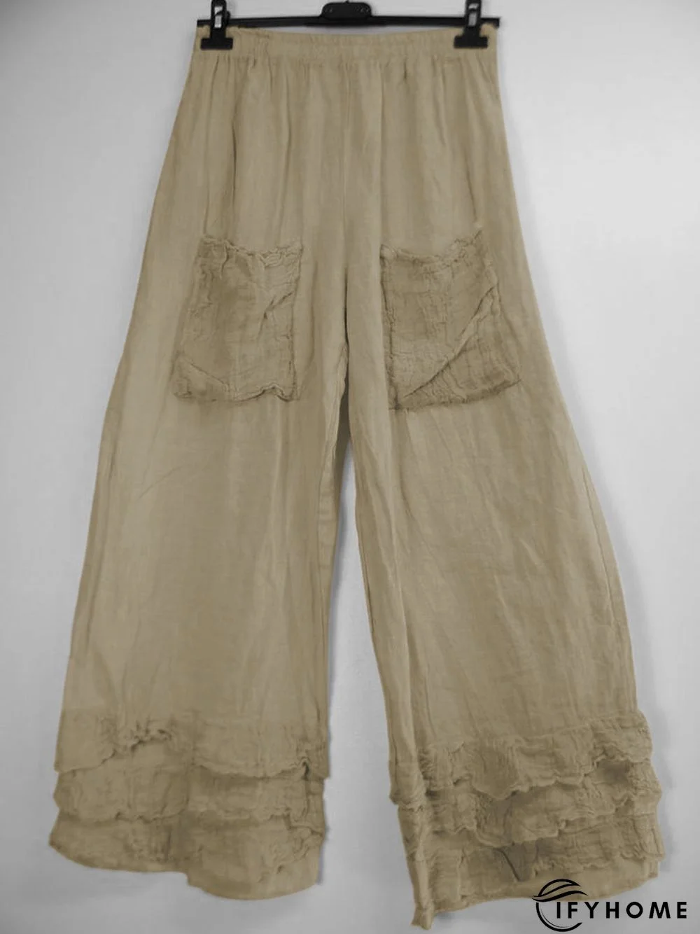 Casual Ruffled Pockets Cotton-Blend Pants | IFYHOME