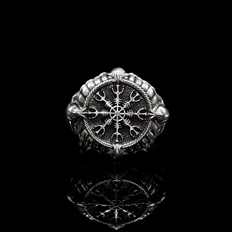 Coutureaura 925 Sterling Silver Skull Helm of Awe Ring