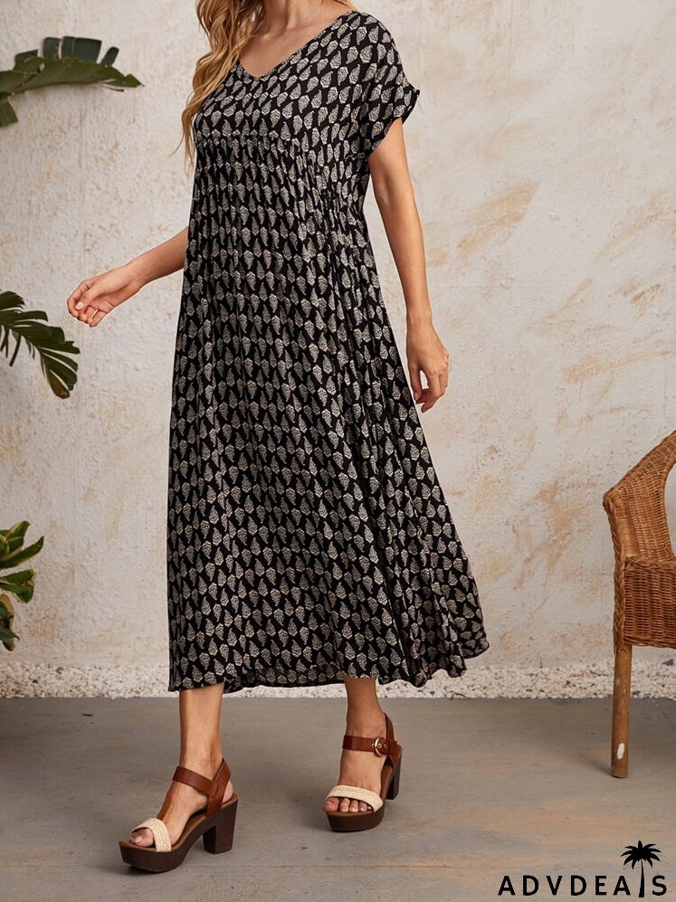 Allover Print High Waist Dress