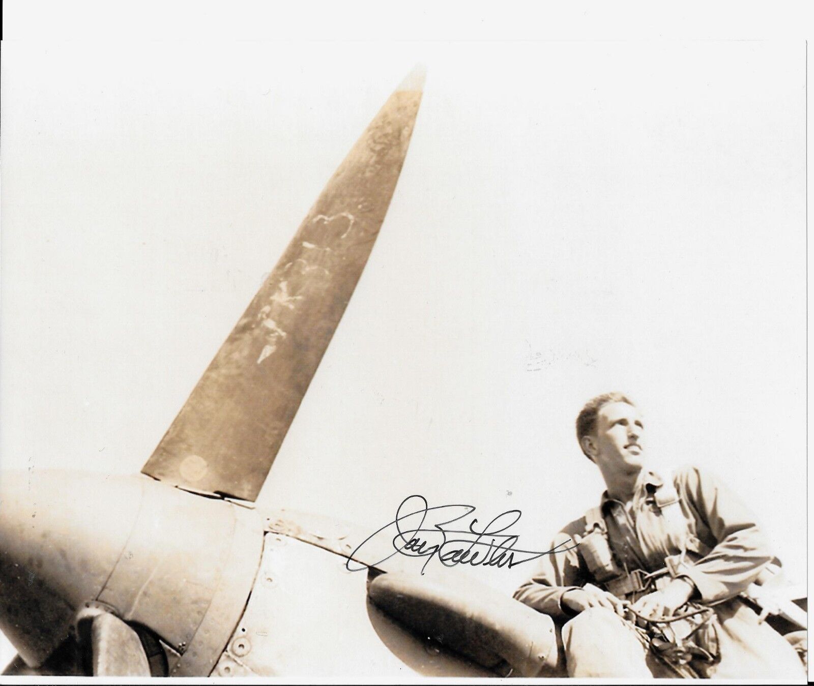 JOHN BARRY LAWLER 52ND FIGHTER GROUP DOUBLE ACE FIGHTER PILOT RARE SIGNED Photo Poster painting