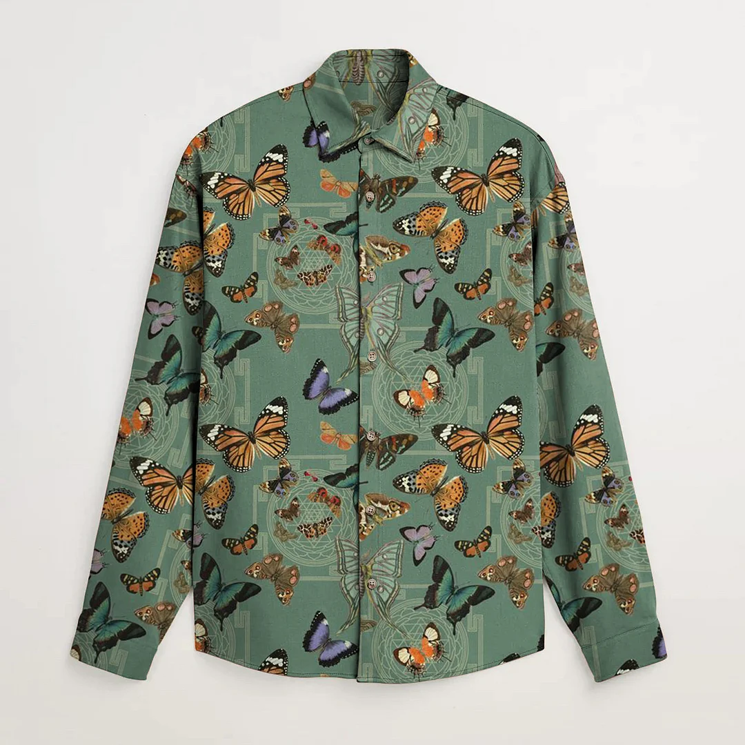 Street fashion retro print long sleeve shirt