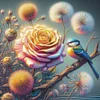 Diamond Painting-DIY Full Round Drill Rose Dandelion (40*40CM)