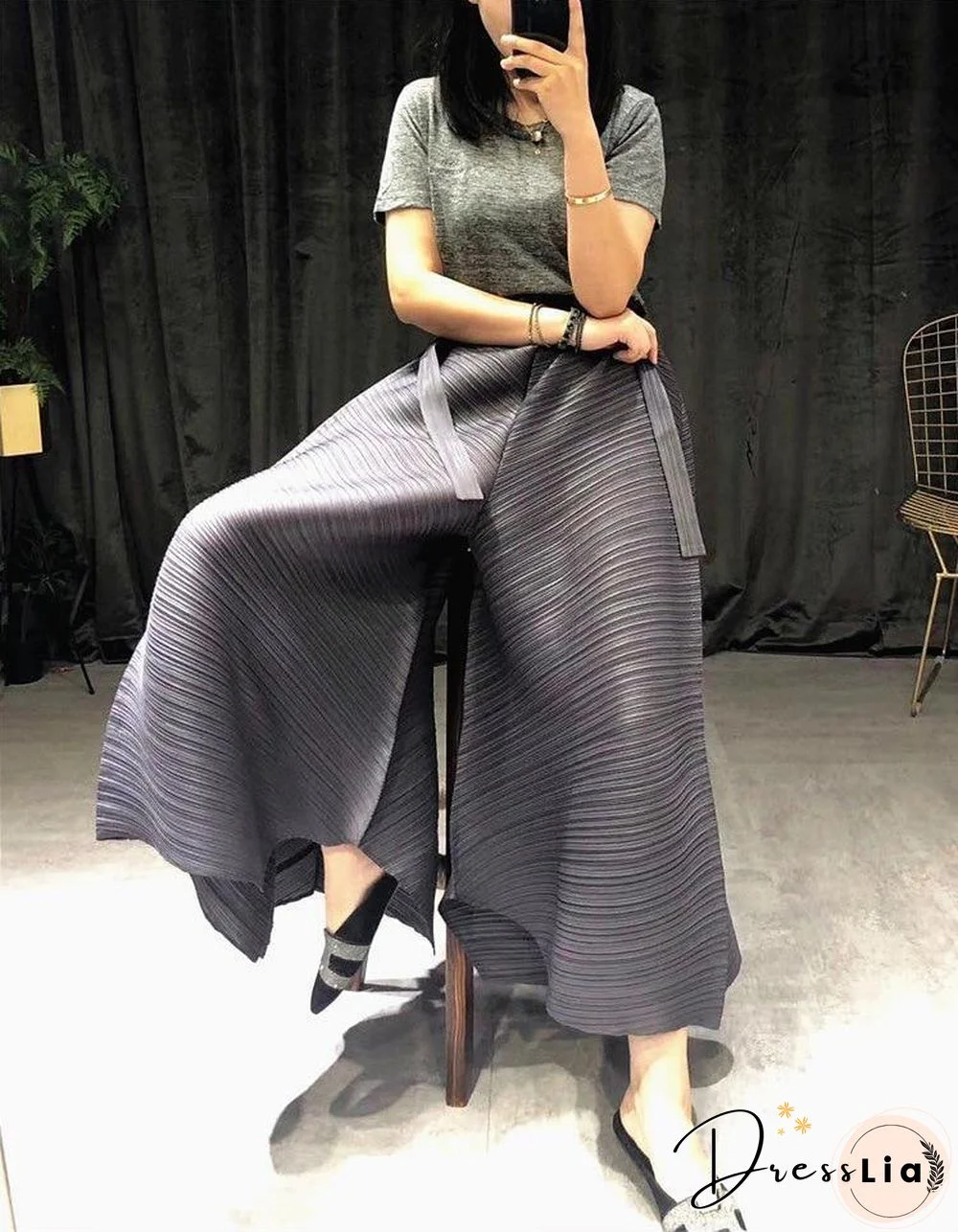 Pleated women harem pants plus size high waist pleated wide leg flare pants Girdle of waist aesthetic harajuku pants