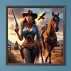 Cool Cowboy Fille Et Cheval-Rond Drill Diamant Peinture-40 * 40CM