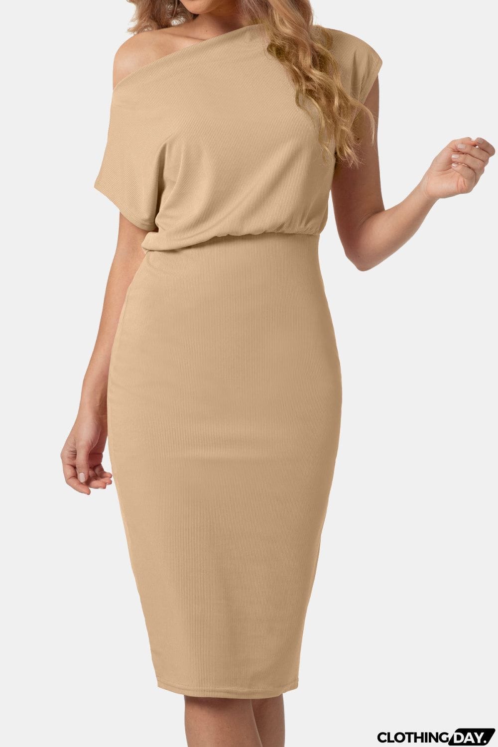 Boat Neck Short Sleeve Knee-Length Dress