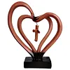 Resin Entwined Heart & Cross Christian Wedding Sculpture Symbolizing Husband Wife & God Two Hearts & Cross Keepsake for Weddings Anniversaries & Religious Gifts