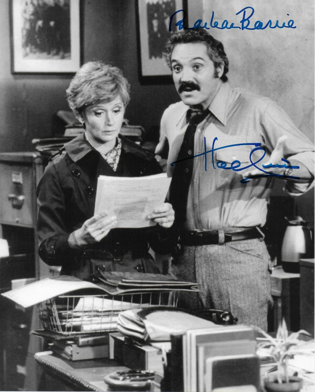 Hal Linden Barbara Barrie Barney Miller Original Autographed 8X10 Photo Poster painting