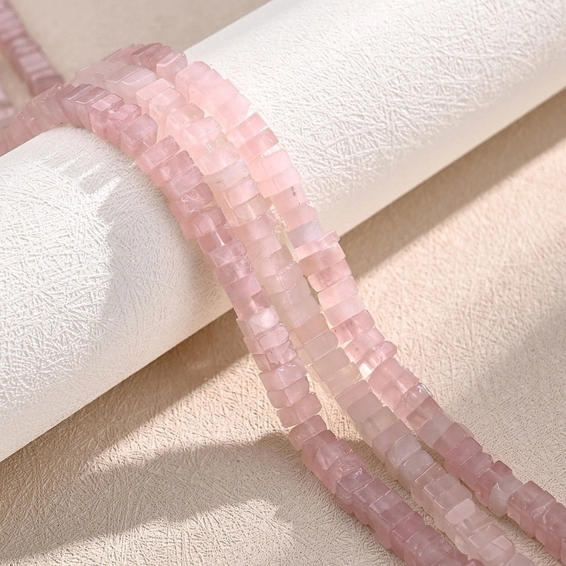 1 Strand/Package 6 * 3mm Hole 1~1.9mm Natural Stone Rose Quartz Simple Polished Beads