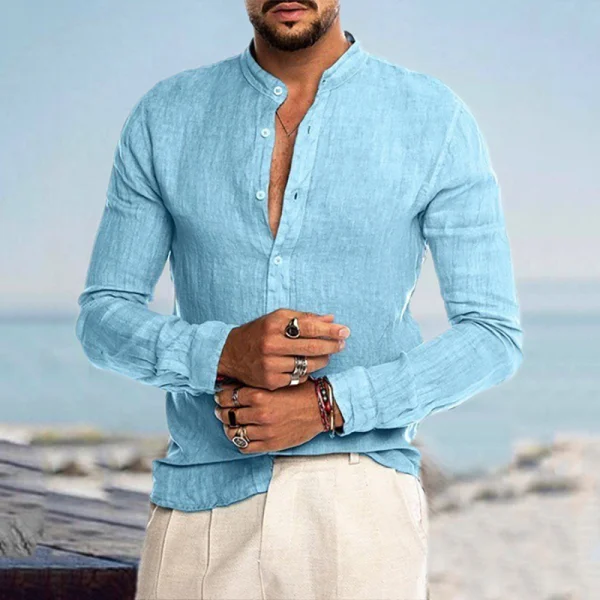 Men's Linen Long Sleeve Cotton Shirt-inspireuse