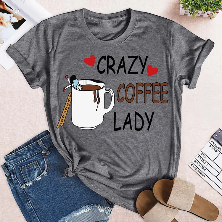 Crazy Coffee Lady   T-Shirt Tee-04813-Annaletters