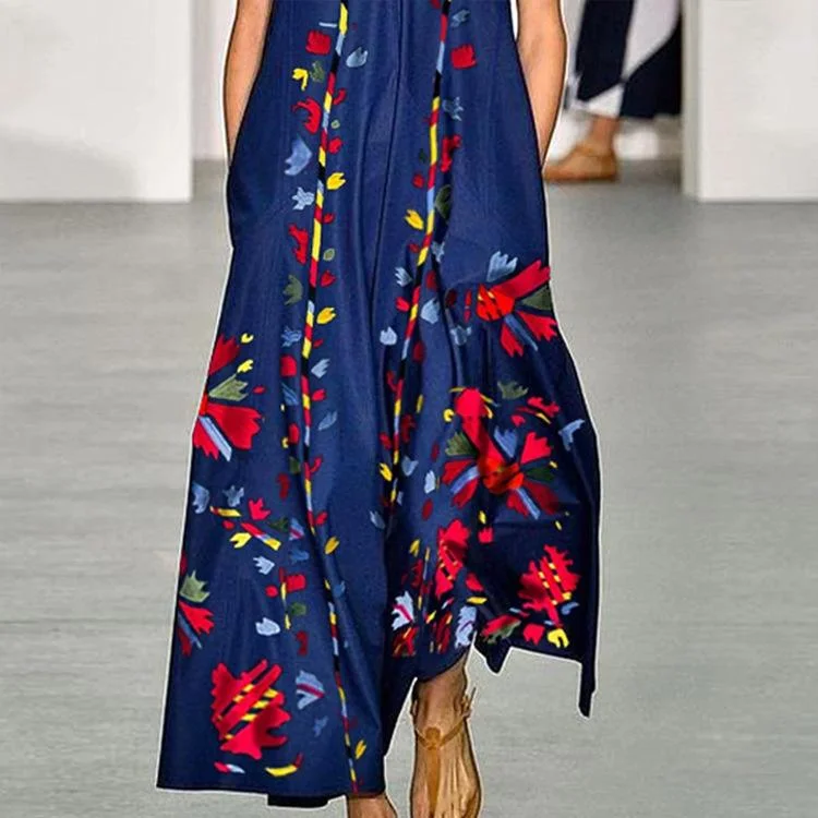 Casual V-neck Printed Dress