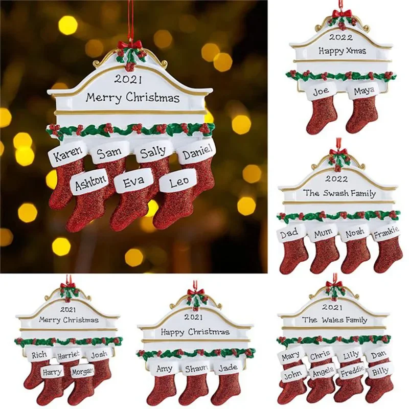 Christmas Decoration Socks Pendant, Family Groups DIY Name Blessing Hanging Pendant Decoration Socks