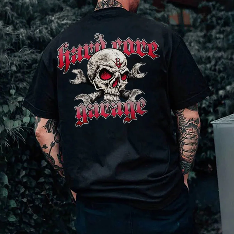 HARD CORE GARAGE Skull Print Men's T-shirt