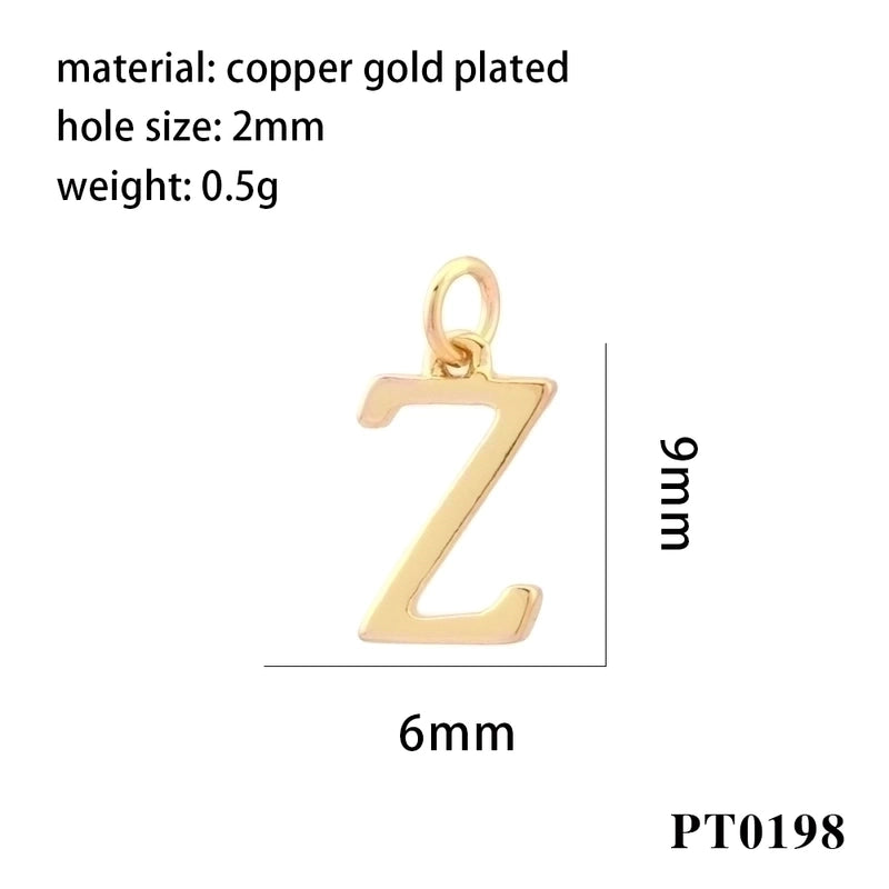 Minimalist Letter Copper Plating 18k Gold Plated Charms