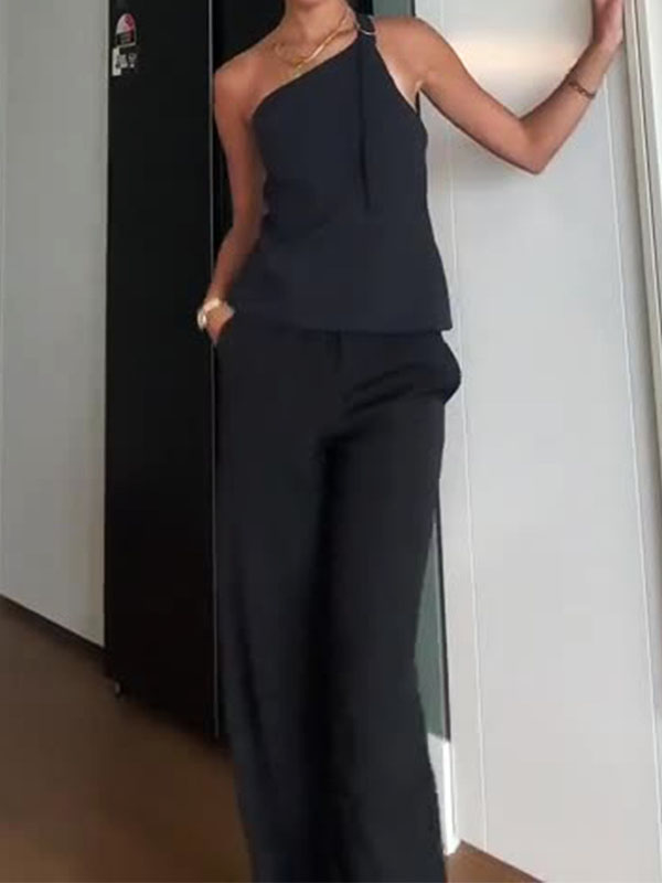 Character Backless One-shoulder Vest & Trousers Two-piece Set | Oxredo Shop Ramadan Sale
