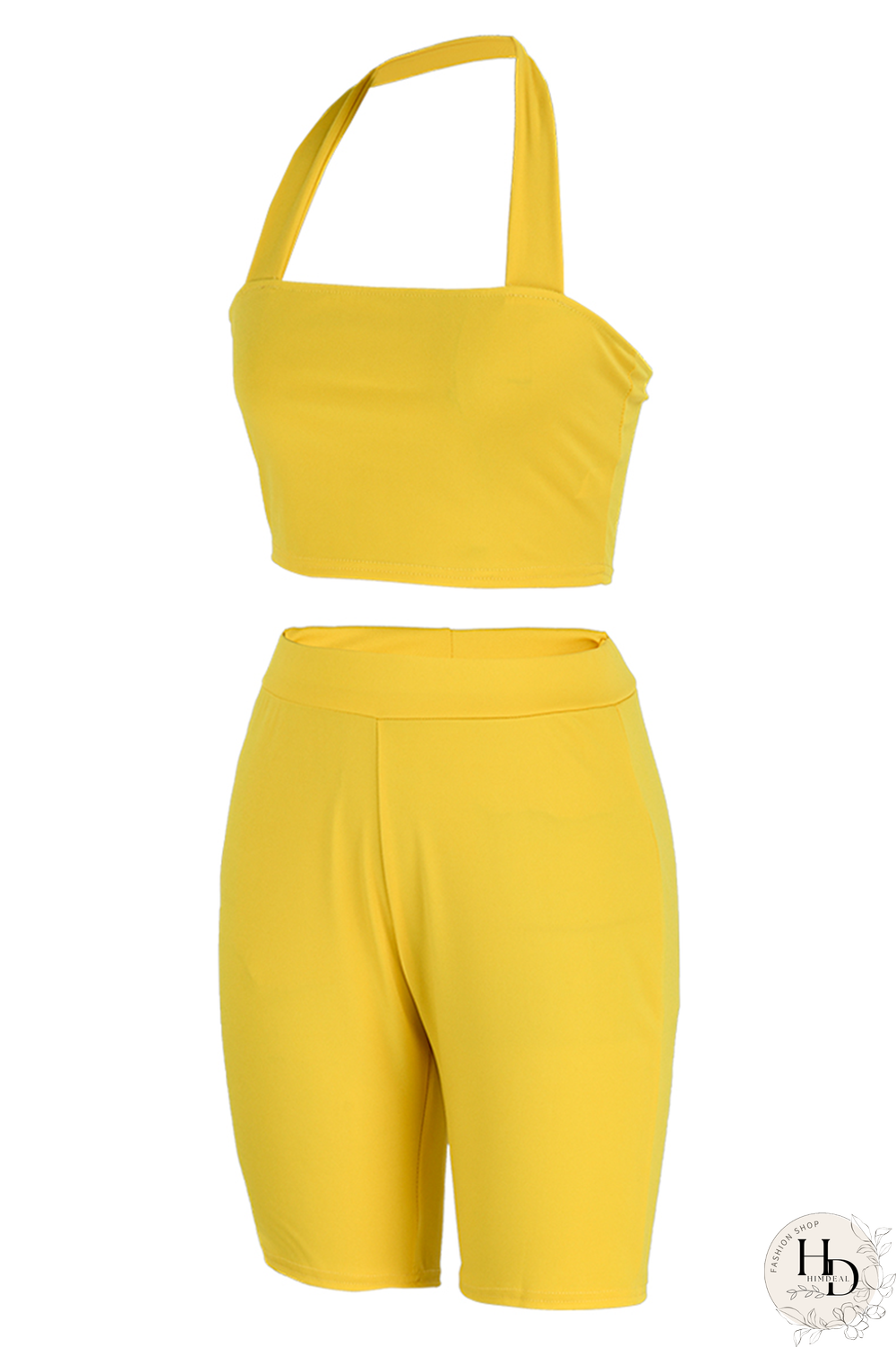 Rose Red Casual Solid Patchwork Halter Sleeveless Two Pieces