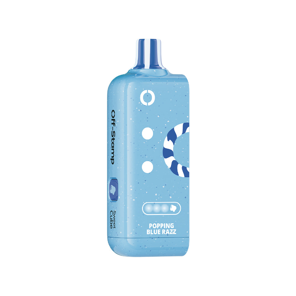 Off Stamp X-Cube Sweet Cube in Popping Blue Razz flavor. Smart device with adjustable sweetness control.