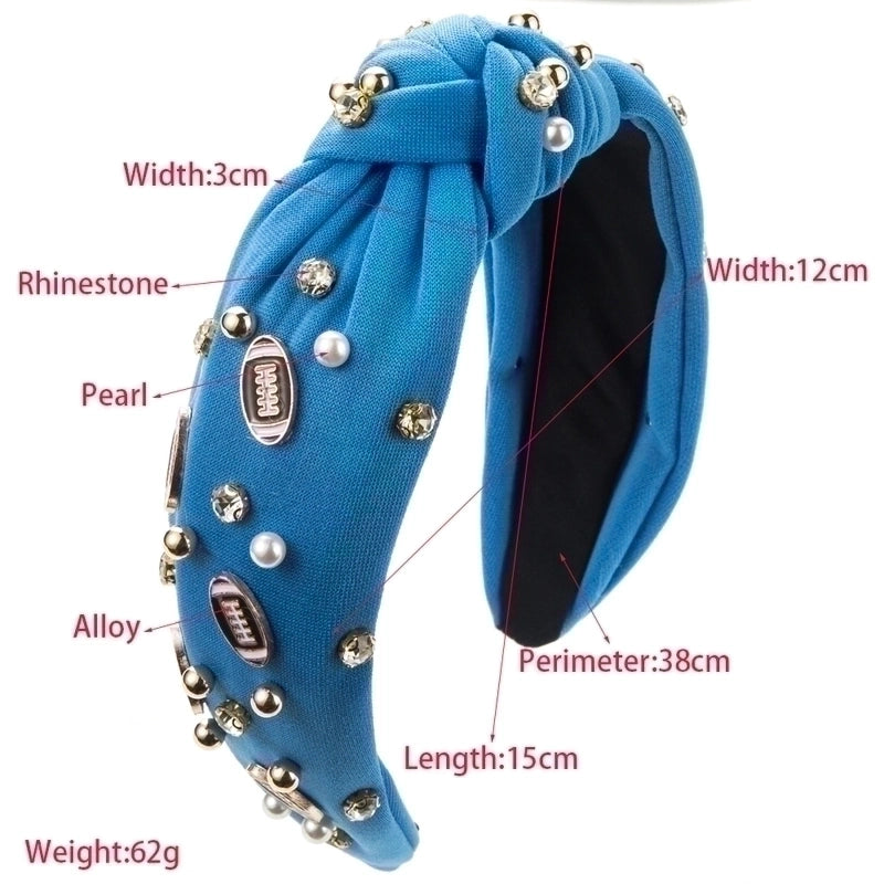 Women’s Casual Baroque Style Rugby Knot Alloy Cloth Inlay Rhinestones Pearl Hair Band
