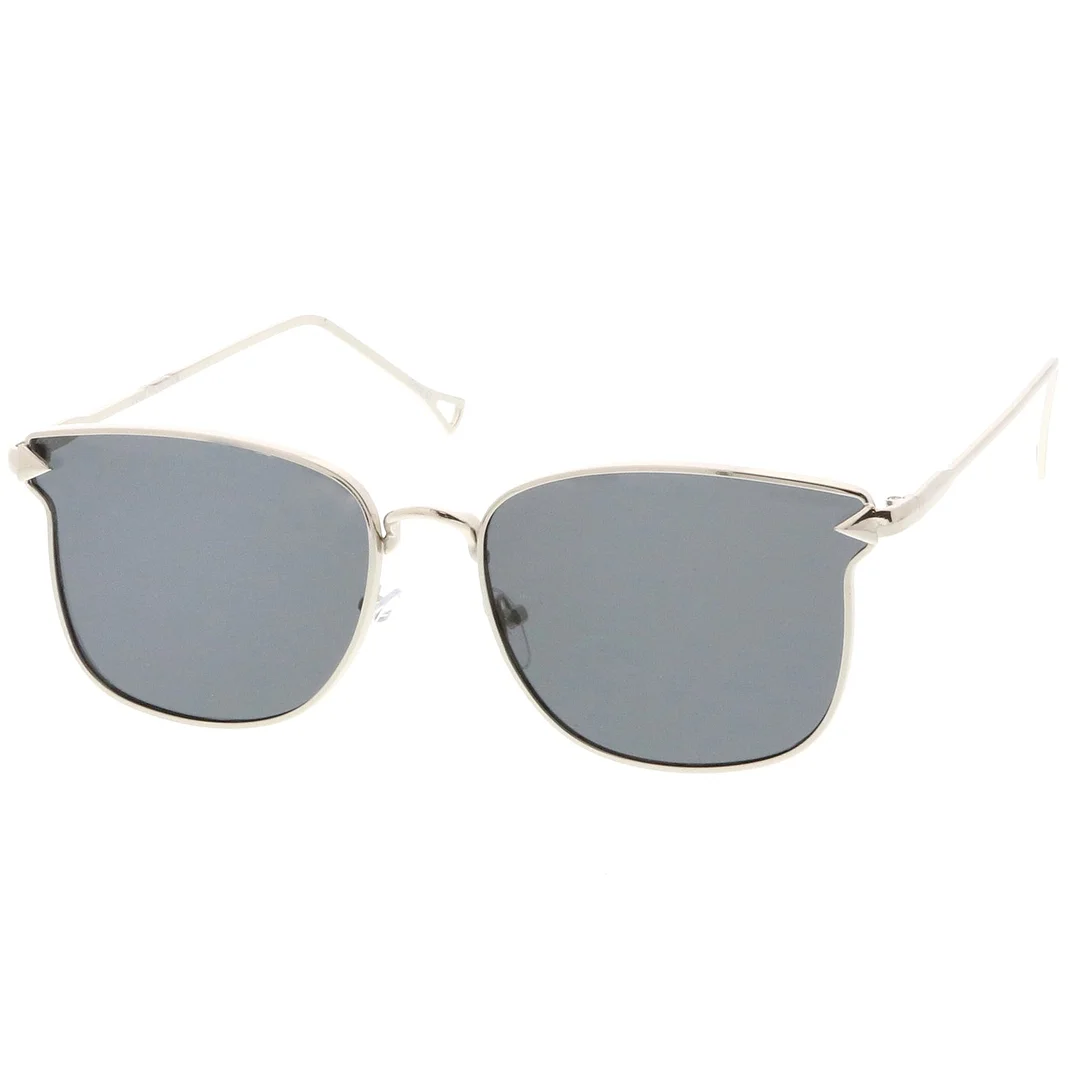 Modern Metal Square glasses With Flat Lenses And Slim Hook Arms 55mm