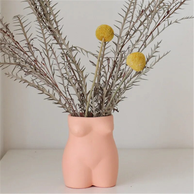 3D Resin Art Vase Molds Handmade Cement Silicone Flowerpot Pen Holder Concrete Human Lady Girl Body Planter Molds