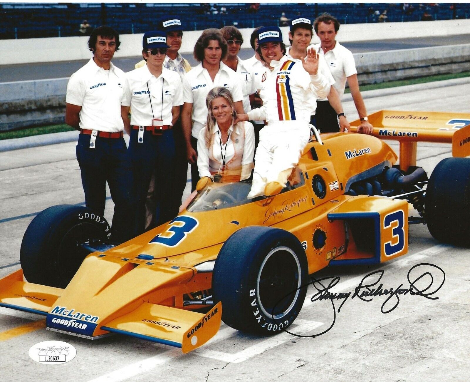 Johnny Rutherford Indy 500 Winner signed Racing 8x10 Photo Poster painting Lone Star JR 3 JSA