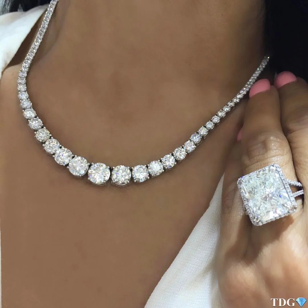 Round Cut Graduated Fine Necklace  James Yang