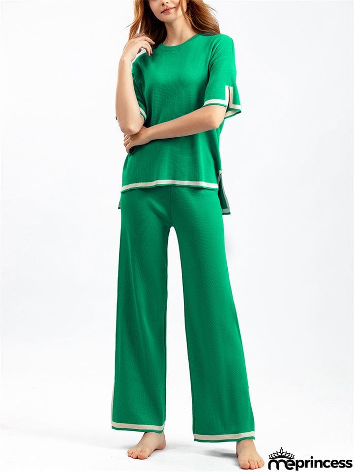 Women's Comfortable Temperament Knitted 2-piece Loungewear Sets