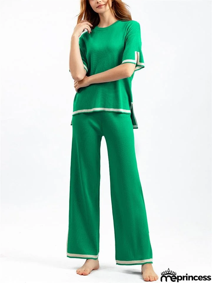 Women's Comfortable Temperament Knitted 2-piece Loungewear Sets