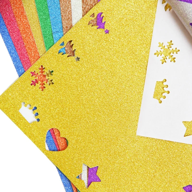 1/5PCs A4 Glitter Embossed Paper Colorful DIY Sewing Packaging Paper Card for Kindergarten Handmade Toys Bags Crafts Decoration