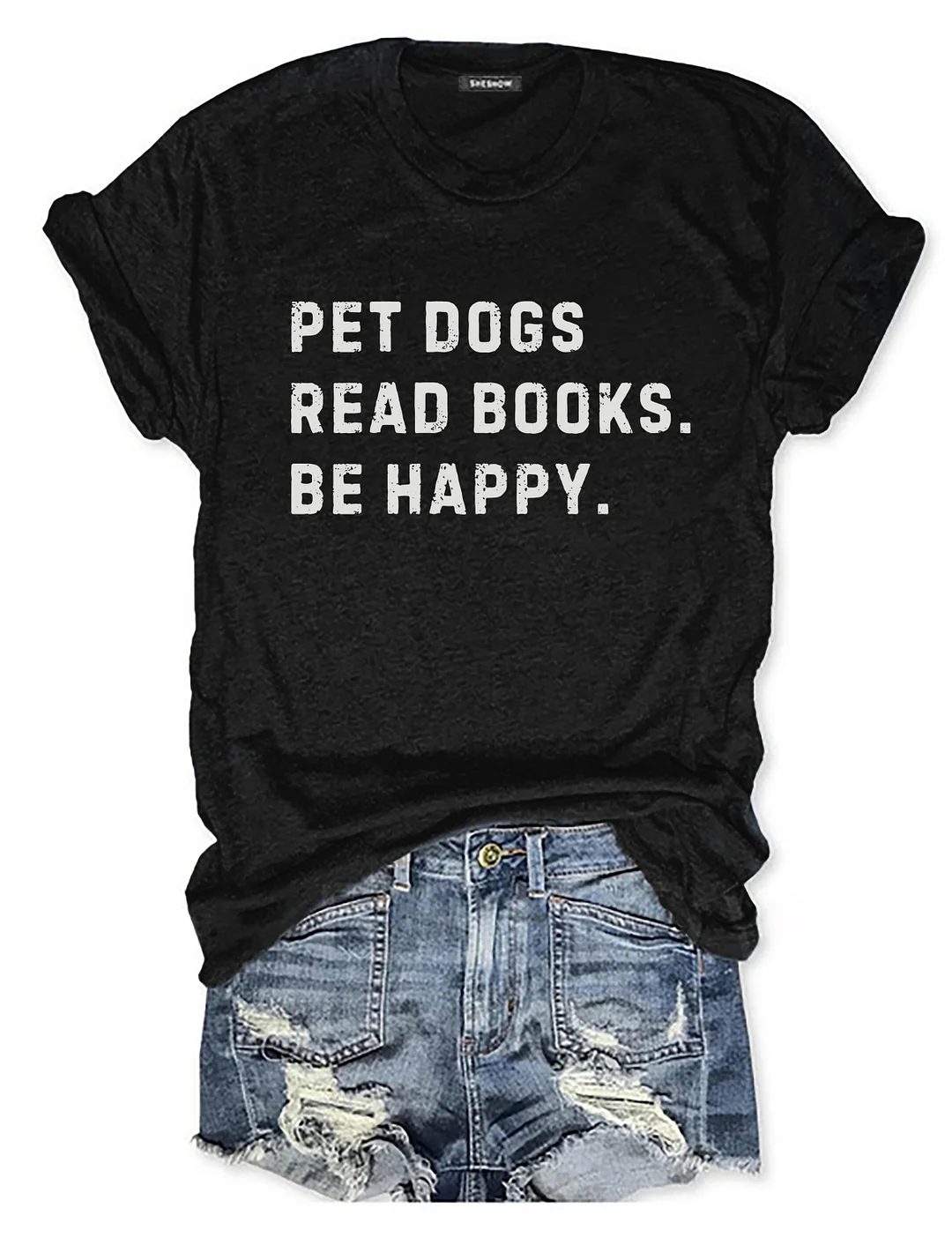 Pet Dogs Read Books Be Happy T-shirt