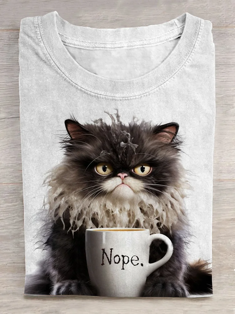Funny Cat Art Print T-shirt