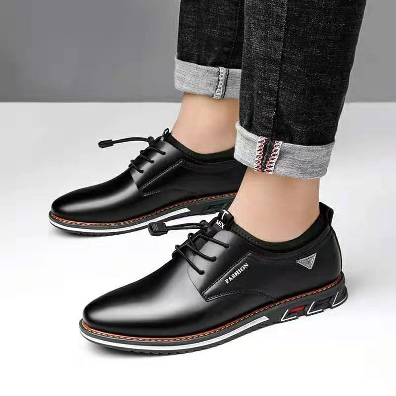 2020 New Men Shoes Leather Cowhide Leather Shoes Men Comfortable Low-top British Casual Single Shoes Leather Shoes Formal Shoes