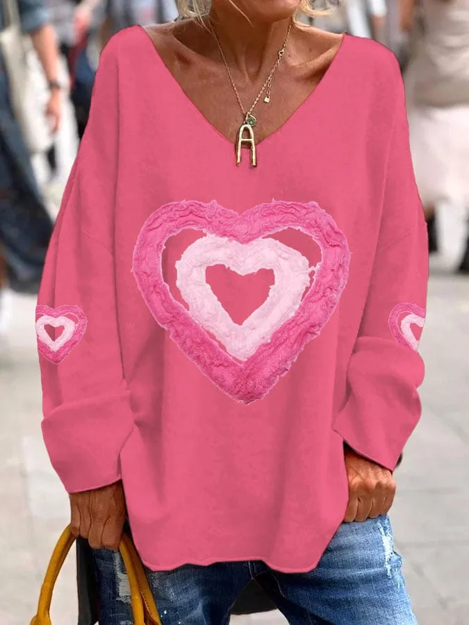 Women's Valentine's Day Casual Printed Long Sleeve Top