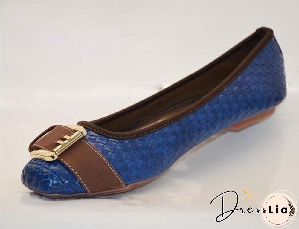 Women's Loafers Flats Buckle Knitted Flat Heel Soft Bottom Boat Shoes